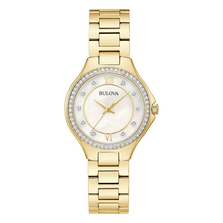 Bulova Crystal 98L295 Gold Tone Bracelet Watch - W83203