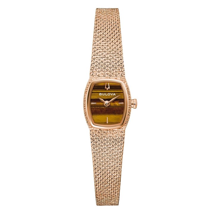 Bulova 97L185 Goddess Of Time Tiger's Eye Mesh Bracelet Watch - W83237