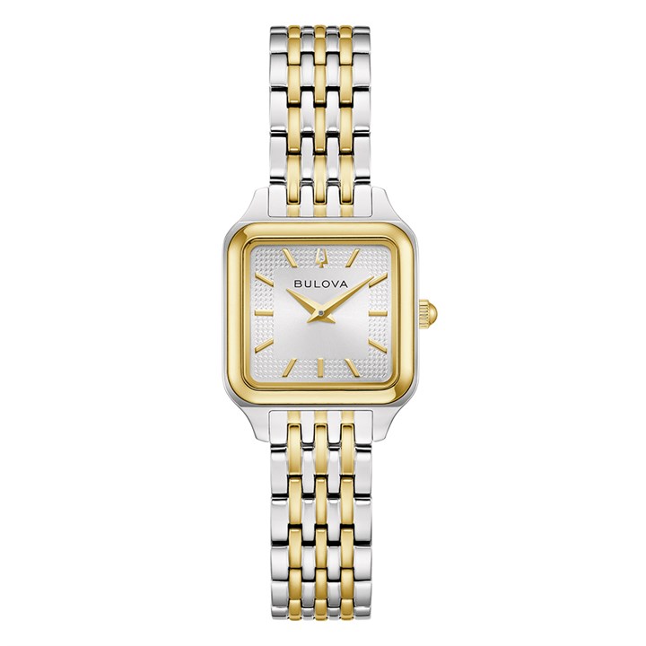 Bulova 98L330 Two Tone Bracelet Square Mother Of Pearl Dial Bracelet Watch - W83243