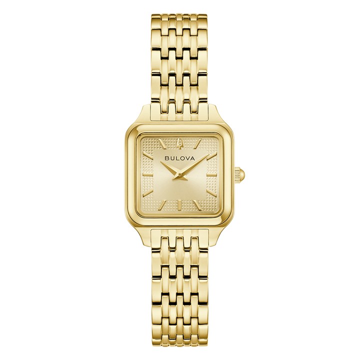 Bulova 97L191 Gold Tone Square Mother Of Pearl Dial Bracelet Watch - W83244
