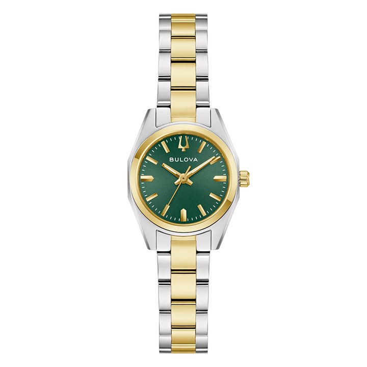 Bulova 98L329 Two Tone Green Dial Bracelet Watch - W83245