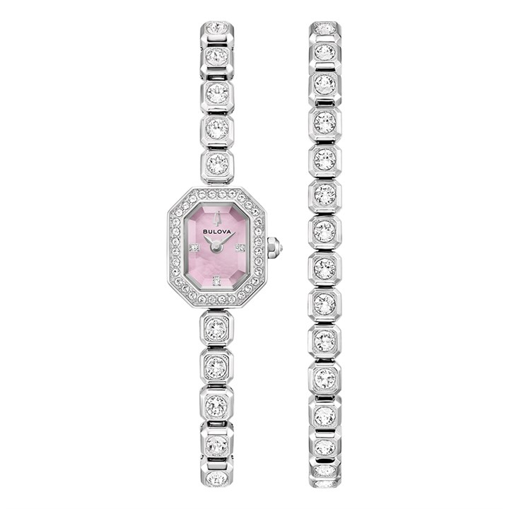 Bulova 96X168 Crystal Set Watch And Bracelet Gift Set - W83259
