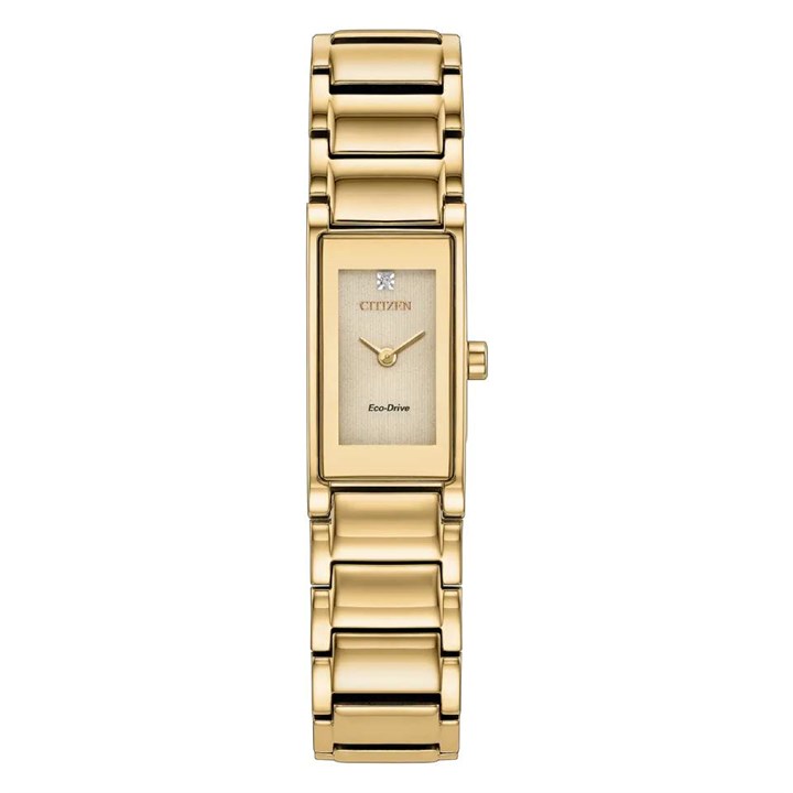 EG7052-59P Citizen Axiom Gold Tone Rectangular Diamond Dial Bracelet Watch - W92213