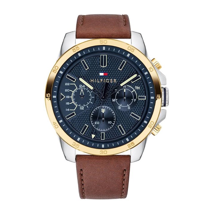 Tommy Hilfiger 1791561 Multi Dial Brown Leather Strap Watch - W95124