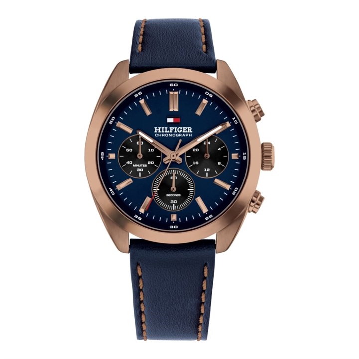 Tommy Hilfiger 1710721 Chronograph Blue Leather Strap Watch - W95381