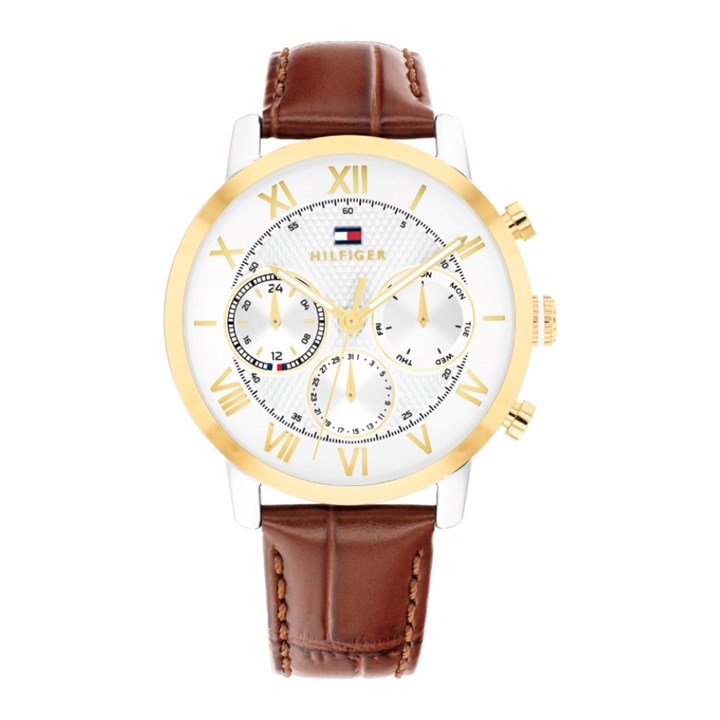 Tommy Hilfiger 1710726 Two Tone Brown Leather Strap Watch - W95388