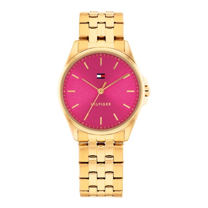 Tommy Hilfiger 1782854 Gold Tone Pink Dial Bracelet Watch - W95401