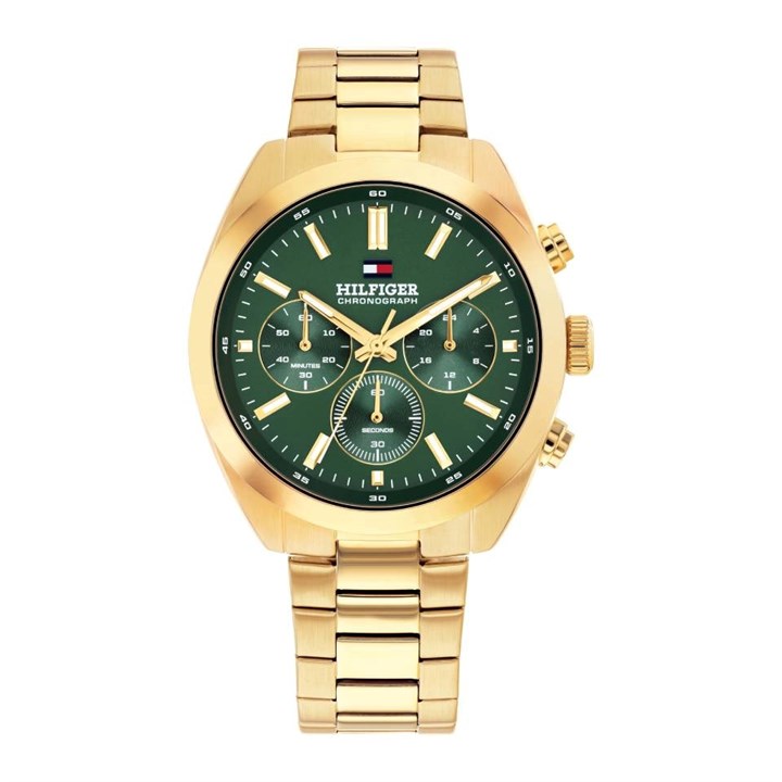 Tommy Hilfiger 1710736 Gold Tone Green Dial Bracelet Watch - W95451