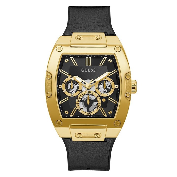 GUESS GW0202G1 Phoenix Gold Plated Black Strap Watch - W96182