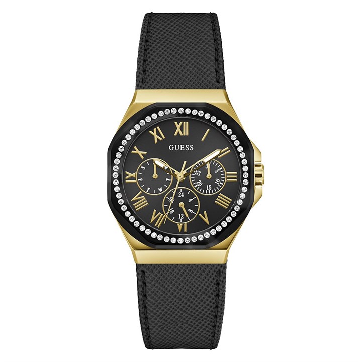 GUESS GW0753L4 Glaze Black Leather Strap Watch - W96342