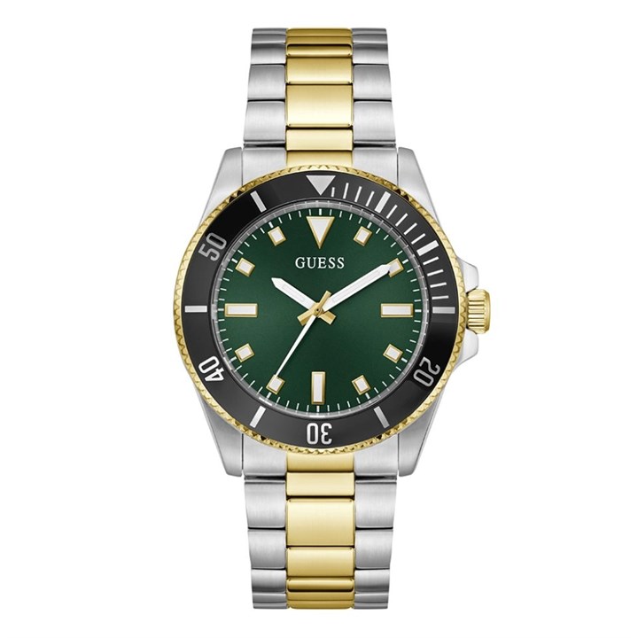 GUESS GW0968G4 Cliff Two Tone Green Dial Bracelet Watch - W96404