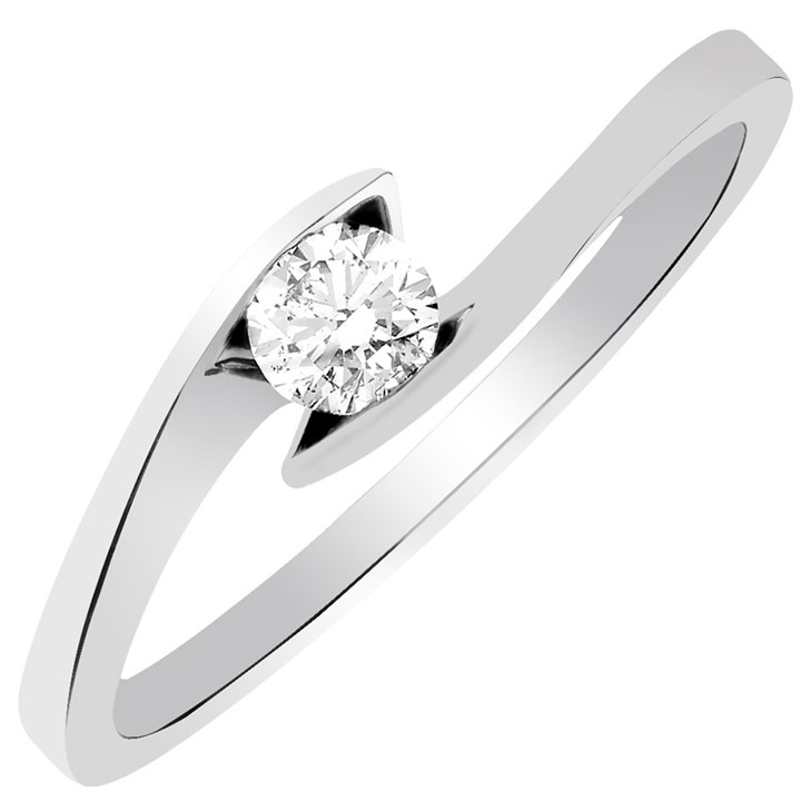 9ct White Gold Diamond Twist Solitaire Ring - 1/4ct - X10053