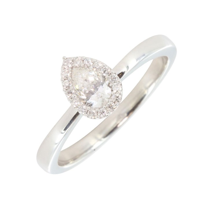 9ct White Gold Pear Diamond Cluster Ring - X10221