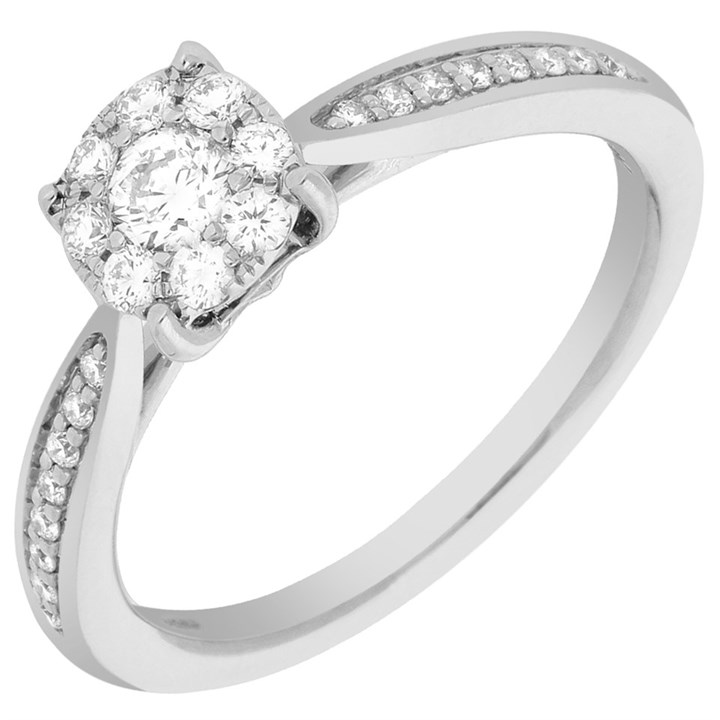 9ct White Gold Diamond Cluster Ring - 36pts - X10301