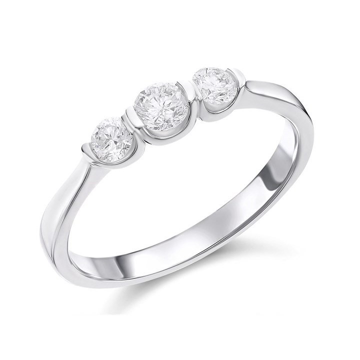 Polar Fire 18ct White Gold Diamond Trilogy Ring - 51pts - X11064