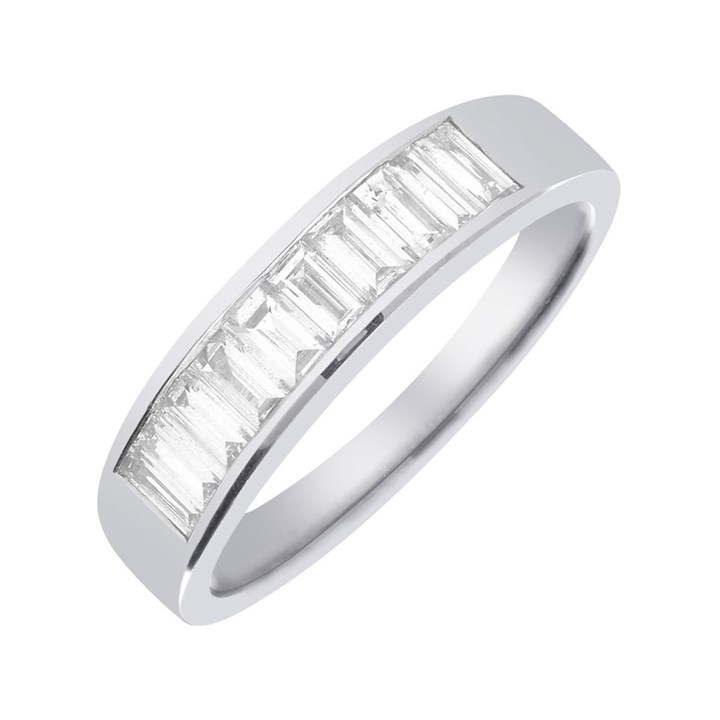 18ct White Gold Baguette Cut Half Eternity Ring-50pts - X11115