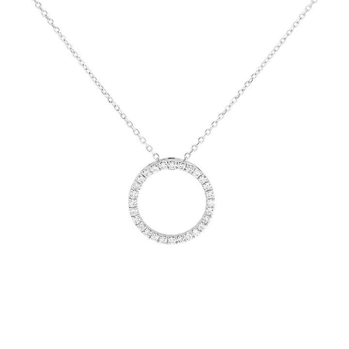 18ct White Gold Diamond Circle Necklace - 1/4ct - X11321