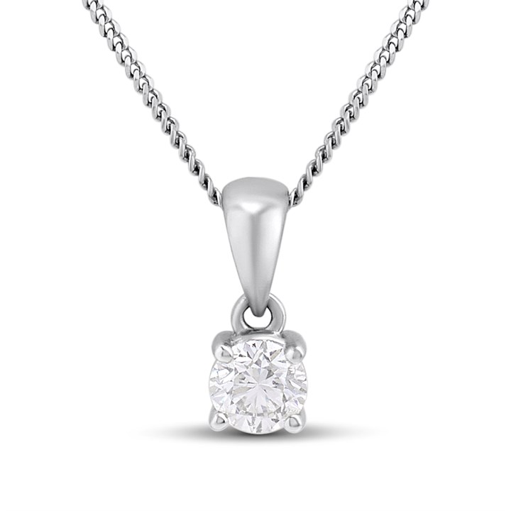 Platinum 4 Claw Diamond Solitaire Pendant and Chain- 25pts - X11328