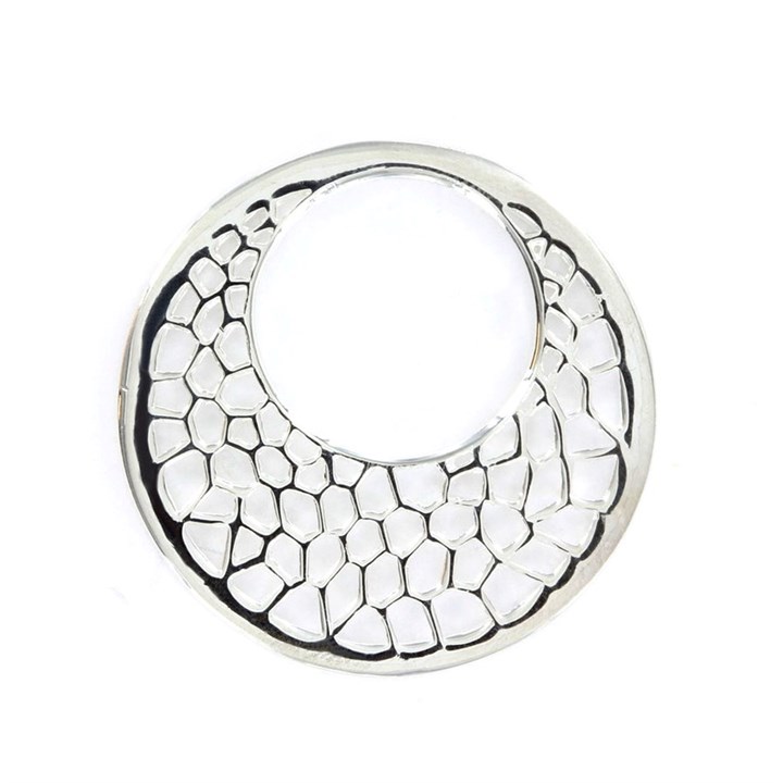 Sterlina Milano Silver Tone Lattice Moonbeam Coin - Large - X40875