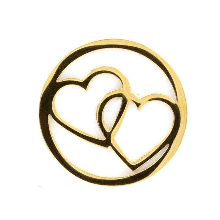 Sterlina Milano Gold Plated Twin Hearts Coin - Small - X40880