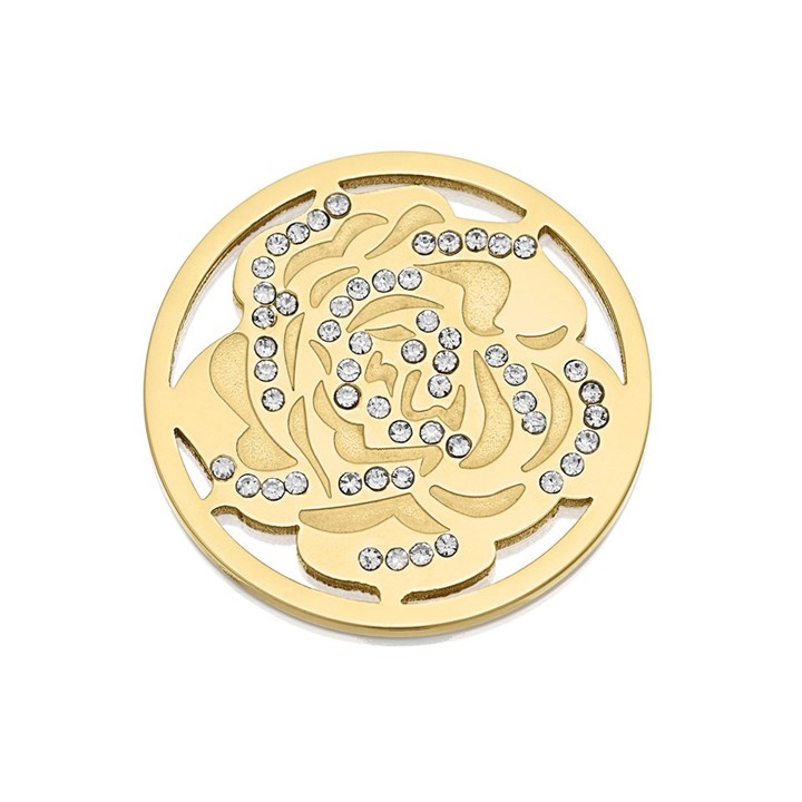 Sterlina Milano Gold Plated Crystal Rose Coin - Large - X40905