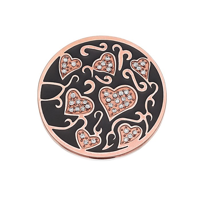 Sterlina Milano Rose Crystal Set Heart Coin - Large - X40917