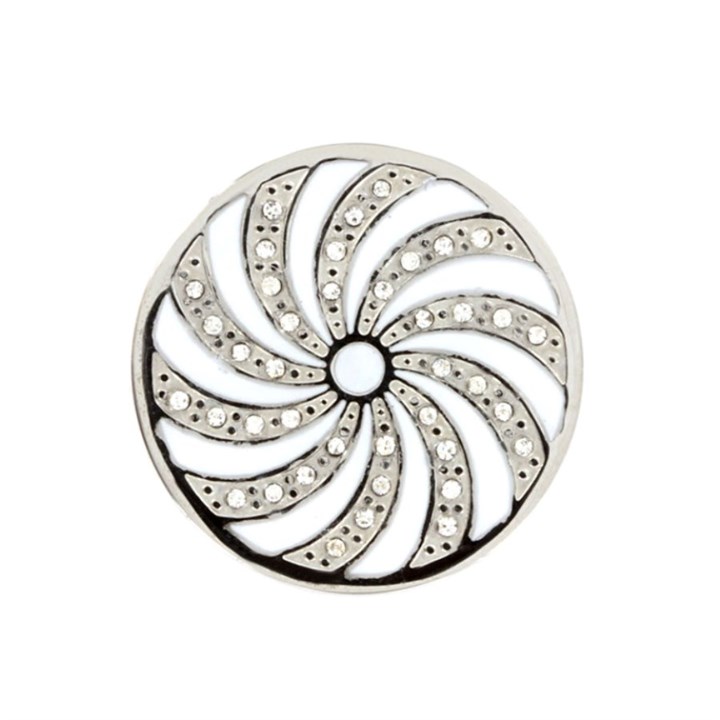 Sterlina Milano White Tone Crystal Wheel Coin - Small - X40924