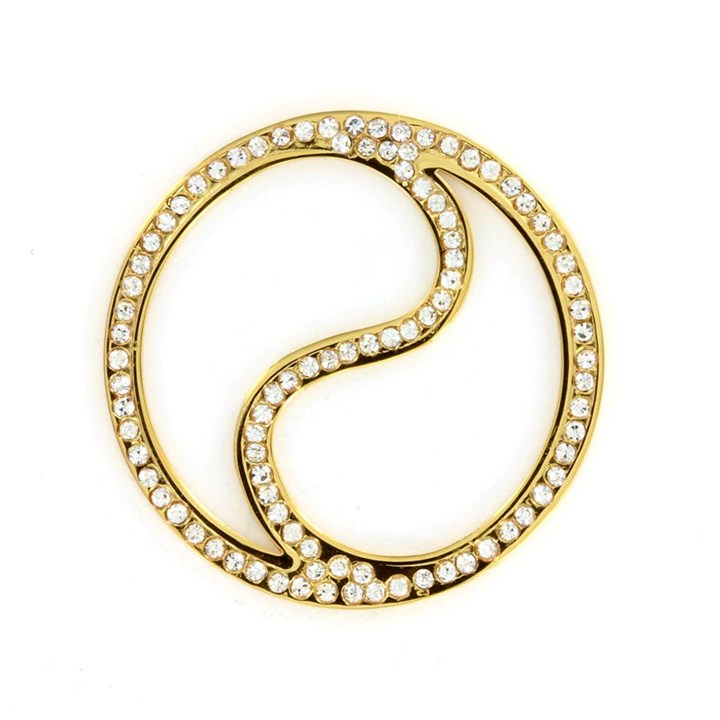 Sterlina Milano Gold Plated Open Crystal Swirl Coin - Large - X40931