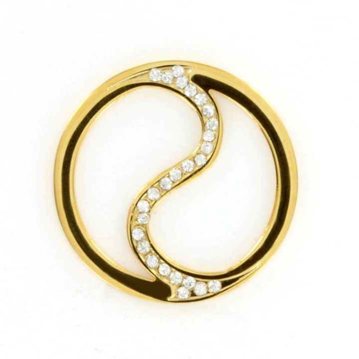 Sterlina Milano Gold Plated Open Crystal Swirl Coin - Small - X40932