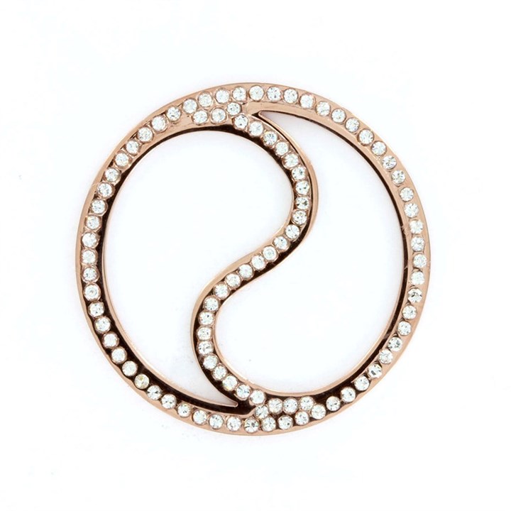 Sterlina Milano Rose Gold Plated Open Crystal Swirl Coin - Large - X40933