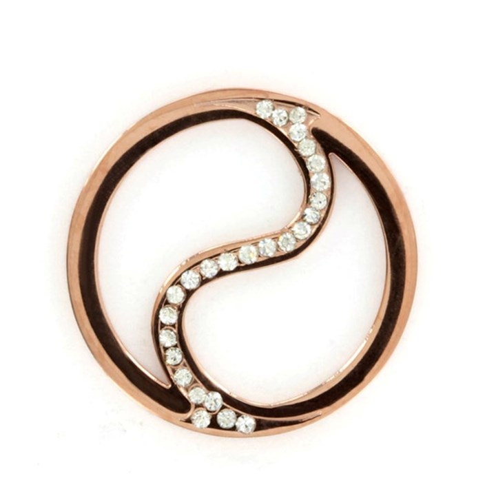 Sterlina Milano Rose Gold Plated Open Crystal Swirl Coin - Small - X40934