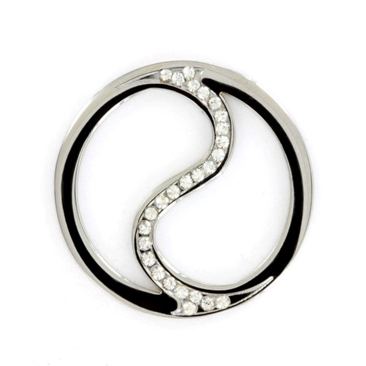 Sterlina Milano Silver Tone Open Crystal Swirl Coin - Large - X40936