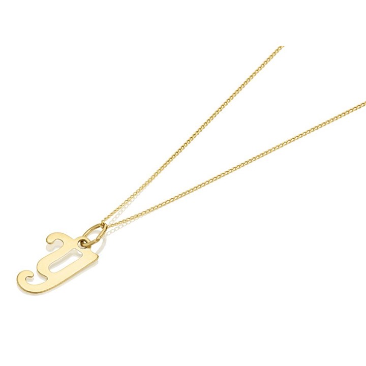 9ct Gold Orate Script Initial Y Pendant And Chain - X50439
