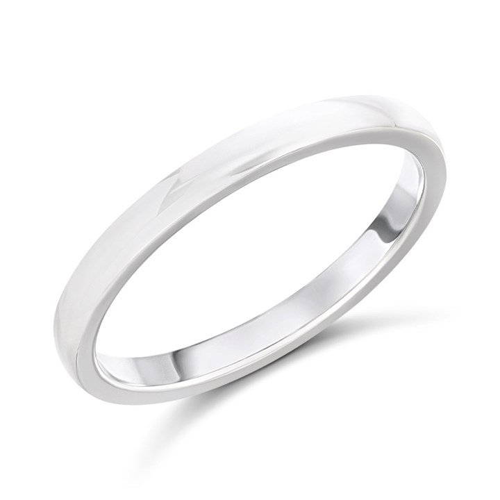 9ct White Gold Court Wedding Ring - 2mm - Size P - Z12139