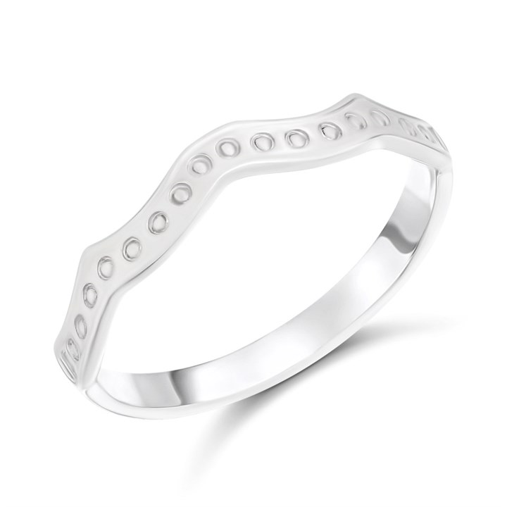 9ct White Gold Diamond Set Shaped Wedding Ring - 2.5mm - Size L Only - Z1231