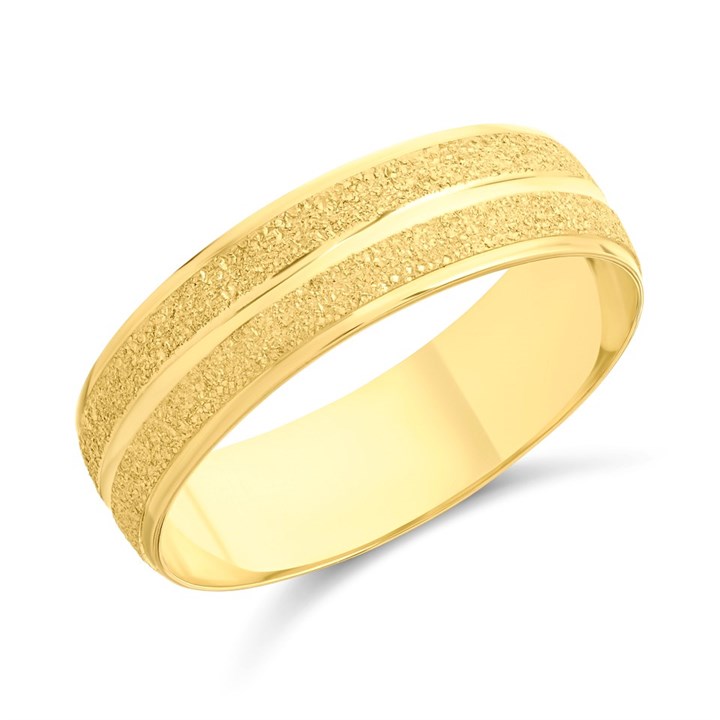 9ct Gold Diamond Cut Wedding Ring - 6mm - Size U - Z13434