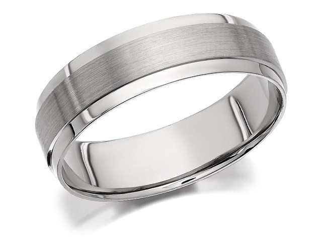 Palladium 500 Brushed And Polished Finish Wedding Ring - 6mm. Size Z+6 - Z15356