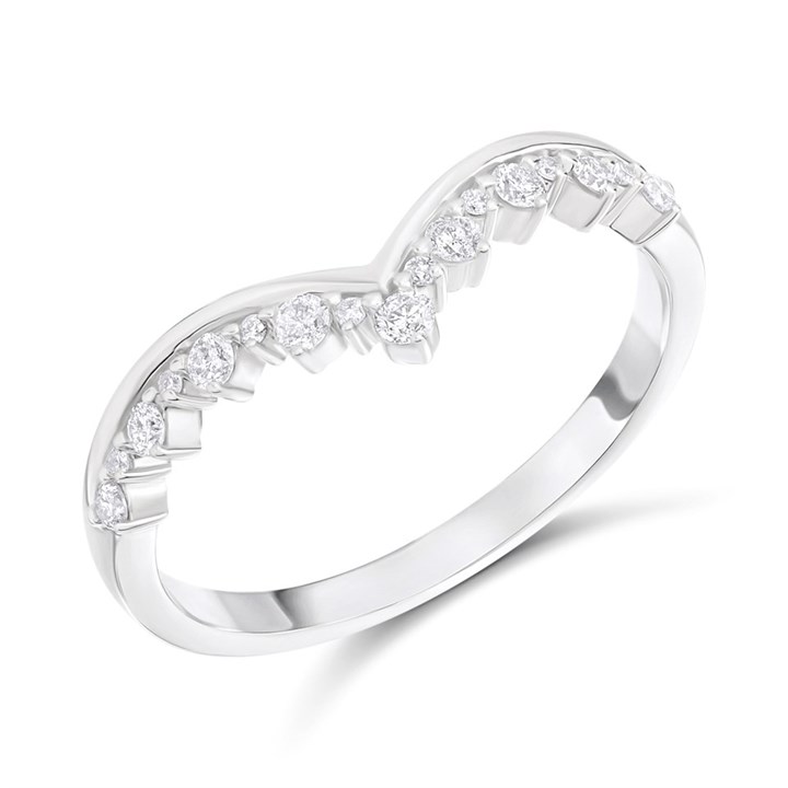 9ct White Gold Diamond Wishbone Ring - 20pts - Size N - Z1651