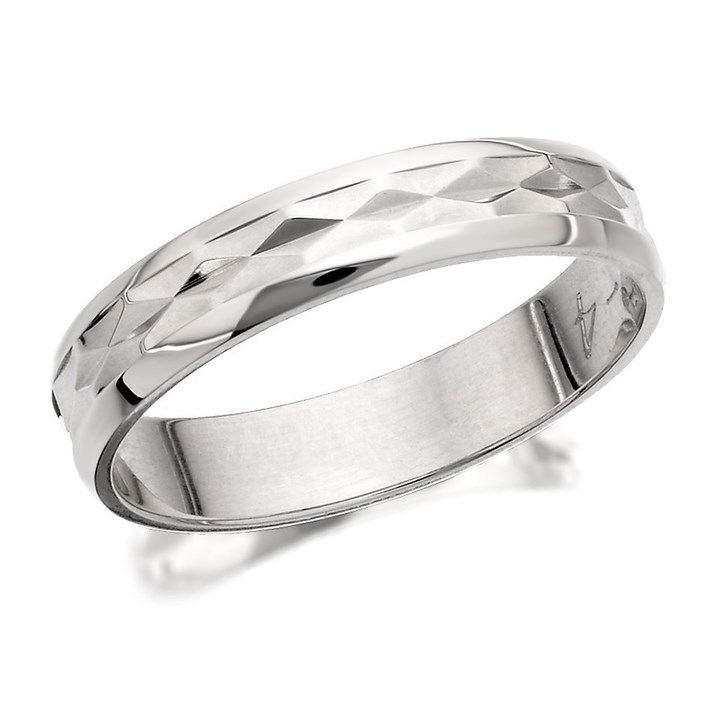 Platinum Diamond Cut Wedding Ring - 4mm - Size Z Only - Z26465