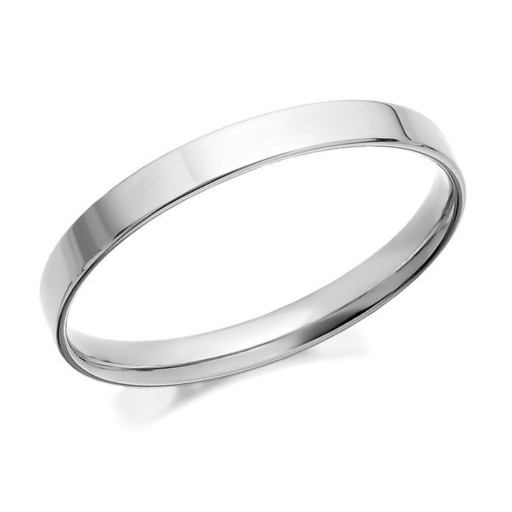 18ct White Gold Flat Court Wedding Ring - 2.5mm - Z2691