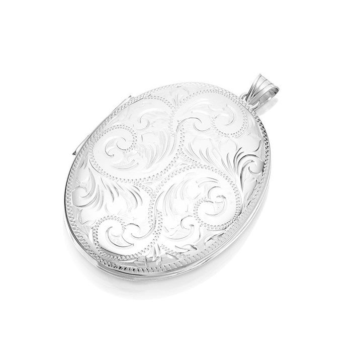 Silver Heavyweight Engraved Photo Locket - Z4001
