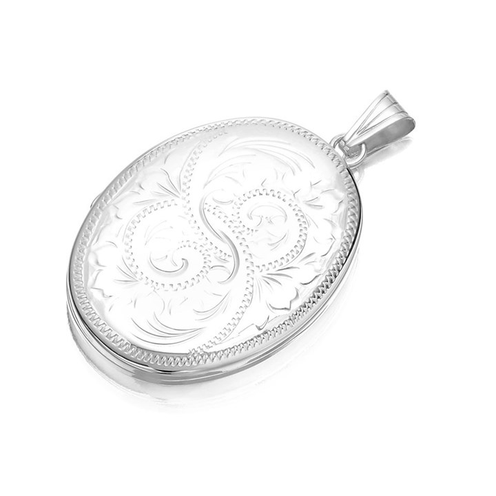 Silver Heavyweight Engraved Photo Locket - Z4003