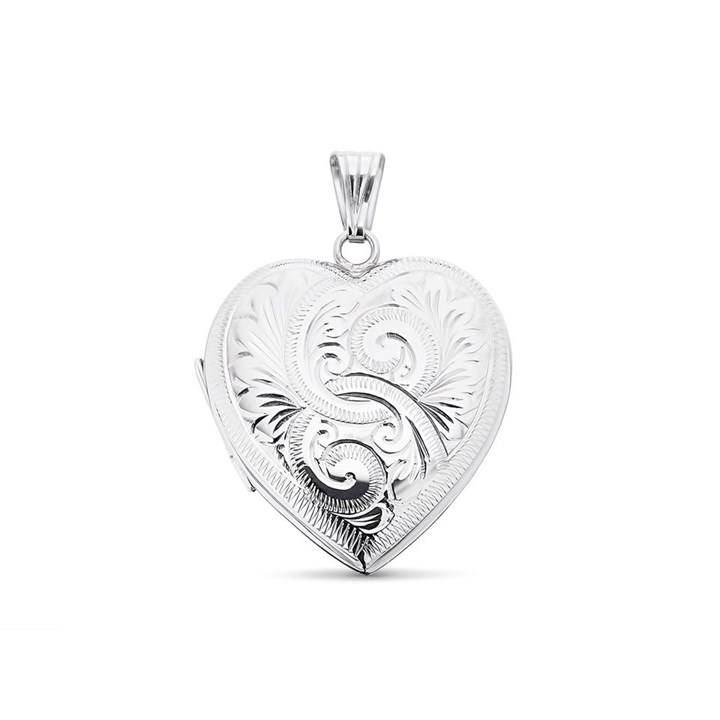 Silver Engraved Heart Family Locket - Z4040