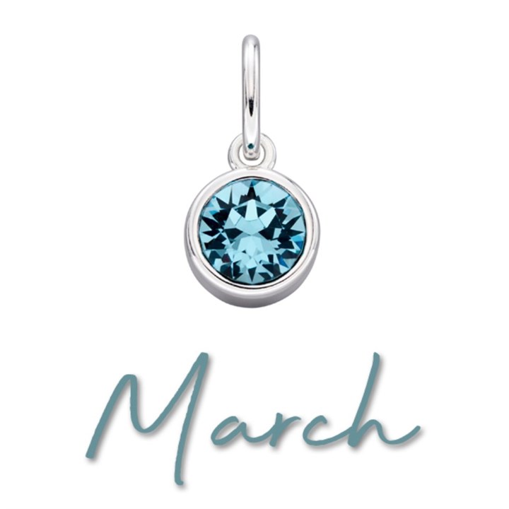 Silver Light Blue Cubic Zirconia Birthstone Charm - March - Z4203