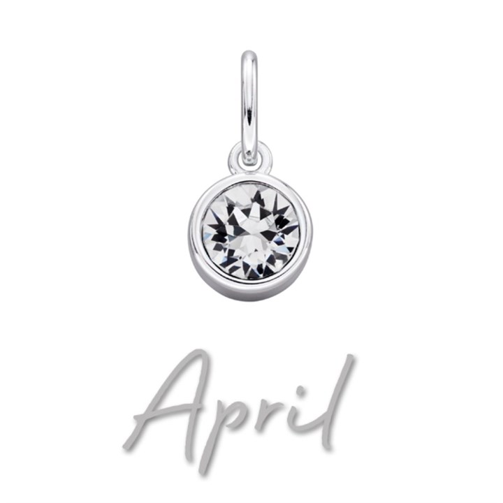 Silver Cubic Zirconia Birthstone Charm - April - Z4204