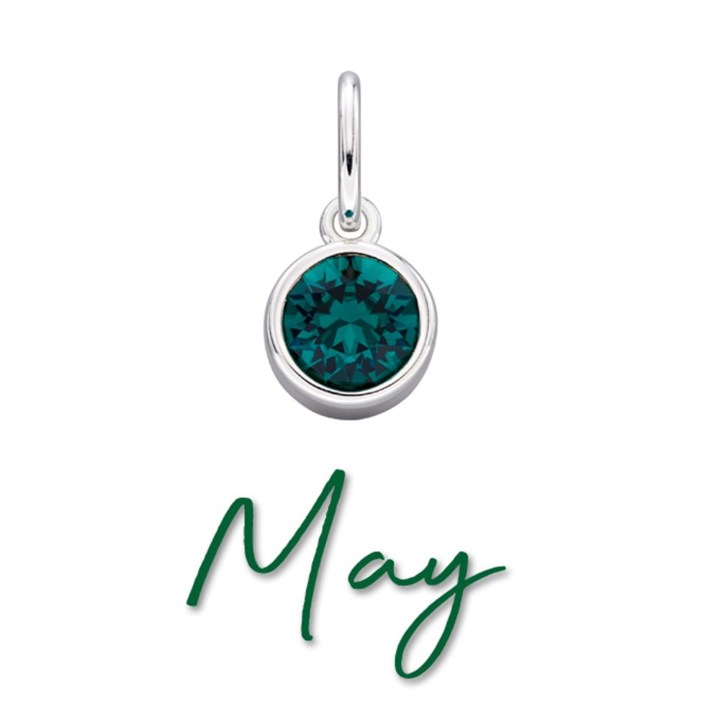 Silver Teal Cubic Zirconia Birthstone Charm - May - Z4205