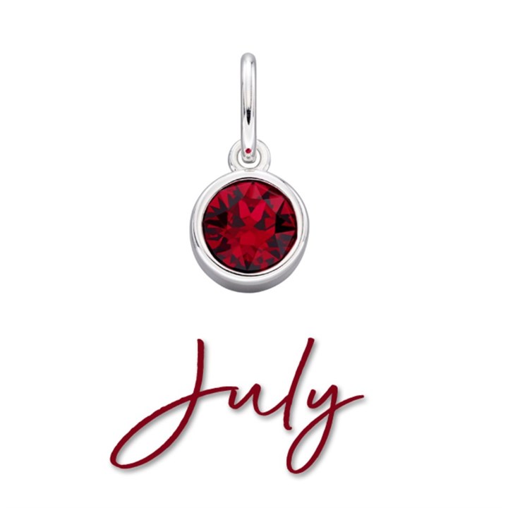 Silver Red Cubic Zirconia Birthstone Charm - July - Z4207