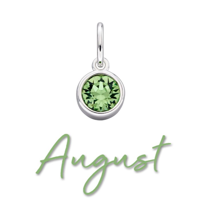 Silver Light Green Cubic Zirconia Birthstone Charm - August - Z4208