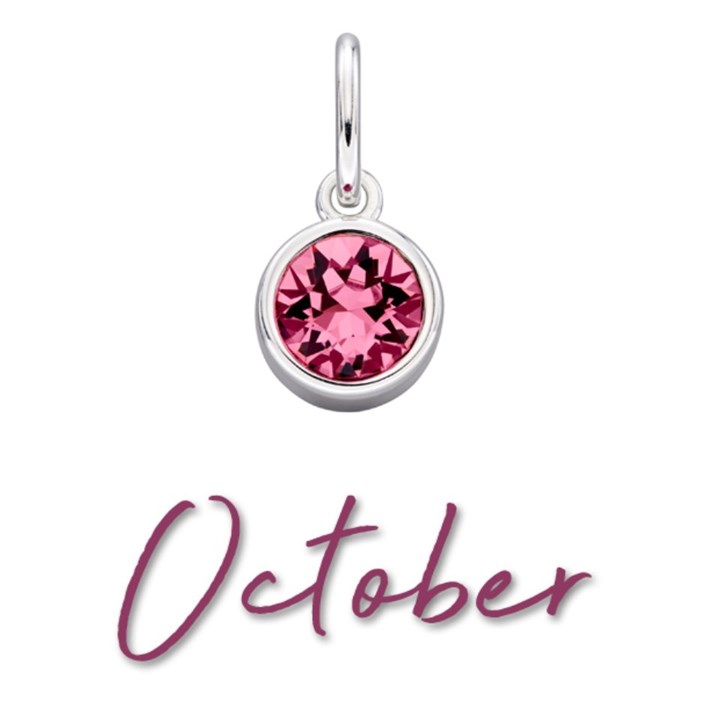 Silver Pink Cubic Zirconia Birthstone Charm - October - Z4210