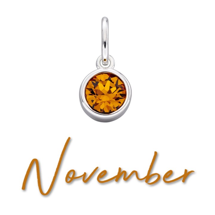 Silver Yellow Cubic Zirconia Birthstone Charm - November - Z4211